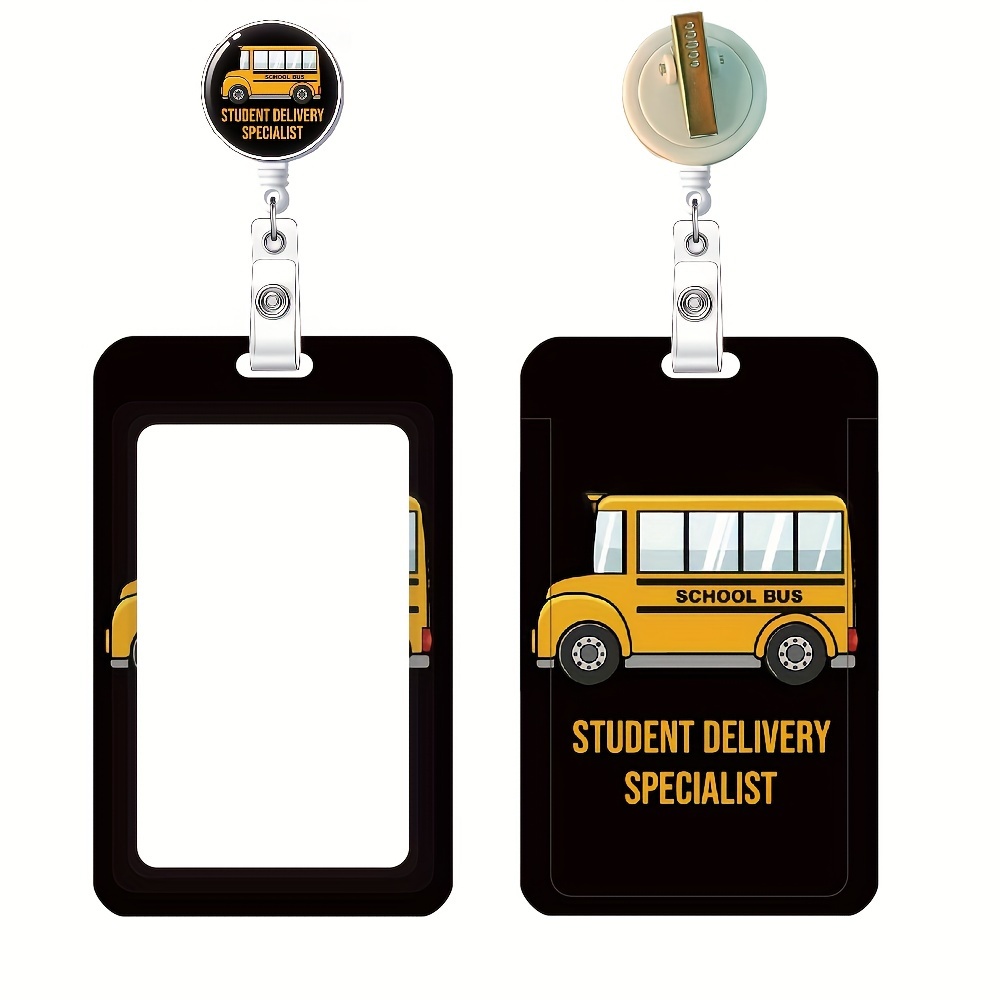 

1pc Retractable Badge Reel With Alligator Clip - Funny Yellow School Bus Design, Abs Material Id Card Holder For Teachers, Drivers & Aides, Teacher Badge Reel | Design | , Badge Reel Alligator Clip