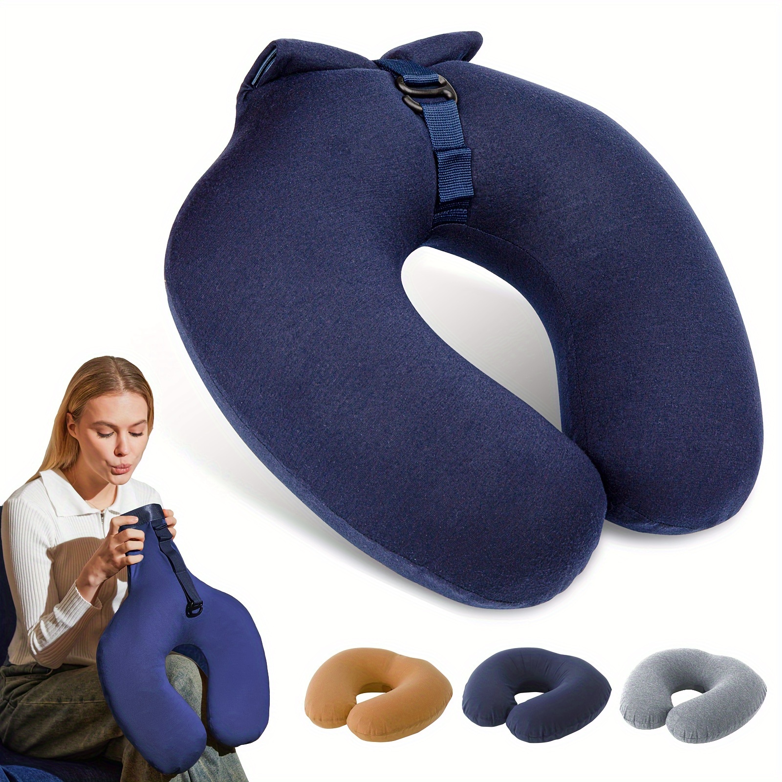 Almohada inflable portátil para pies, cojín de apoyo para rodillas, con  bomba de inflado, para dormir