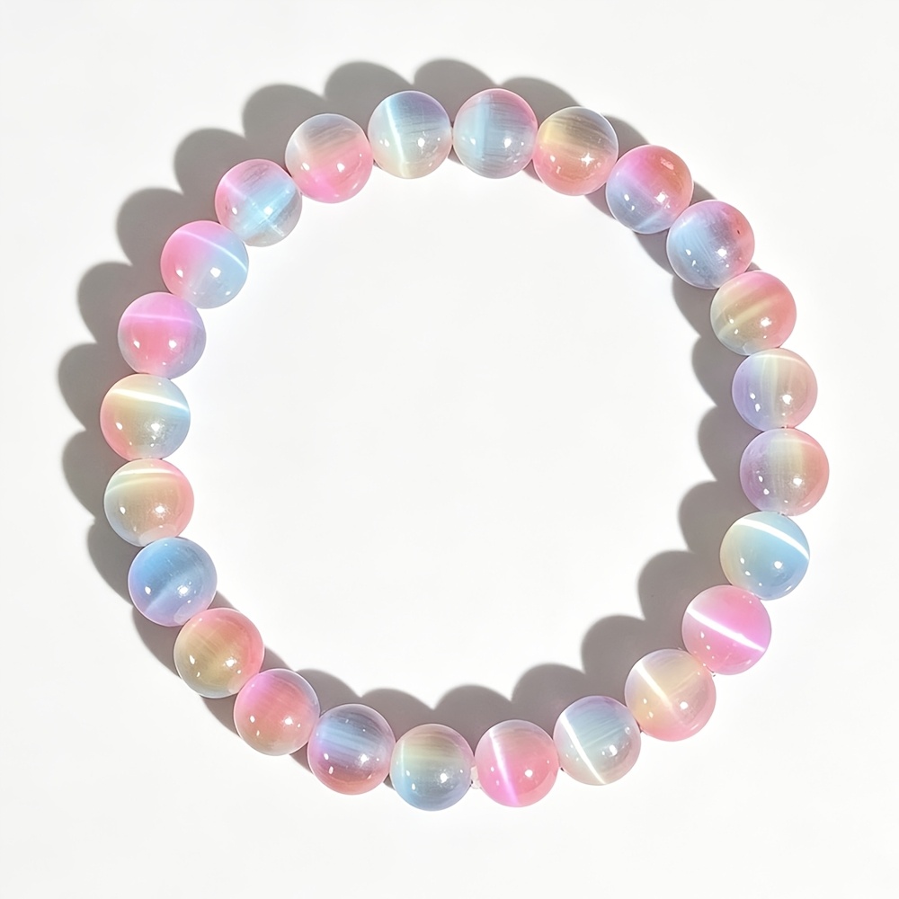 2pcs Dreamy Pink-Blue Gradient Cat Eye Bracelet Set