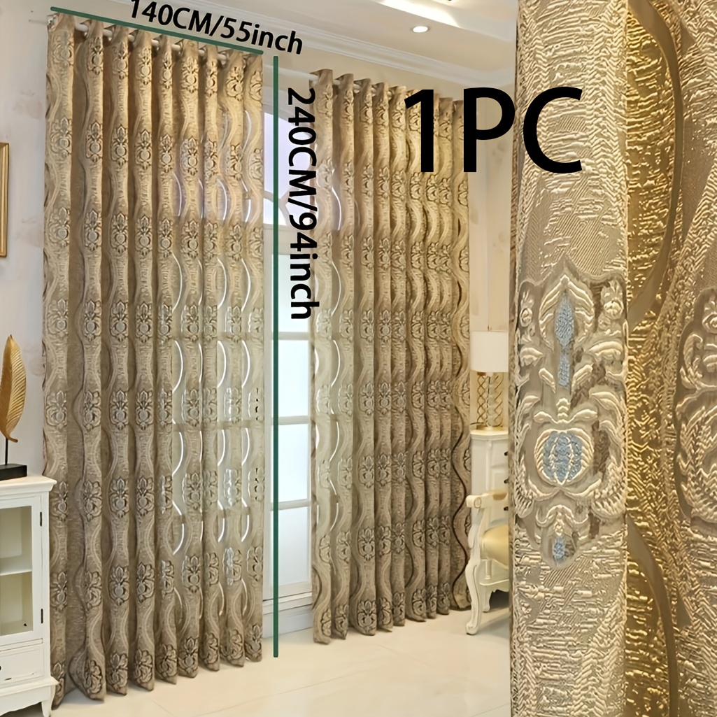 TEMU 1 rideau jacquard rétro de style européen haut de gamme avec une coupe octogonale ondulée