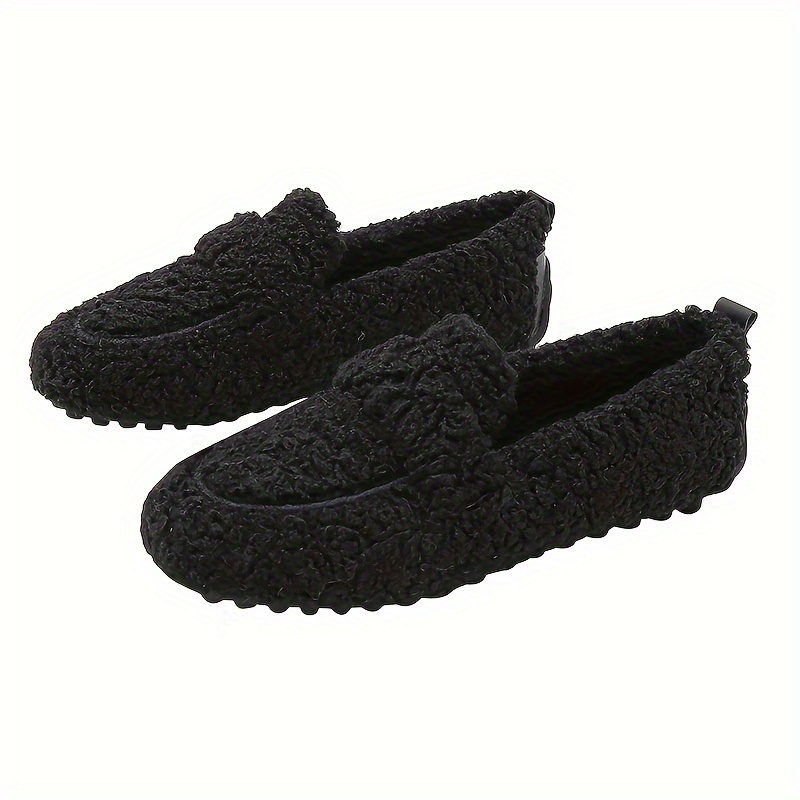 New Solid Color Plush Lined Flat Women's Shoes, Fall/Winter