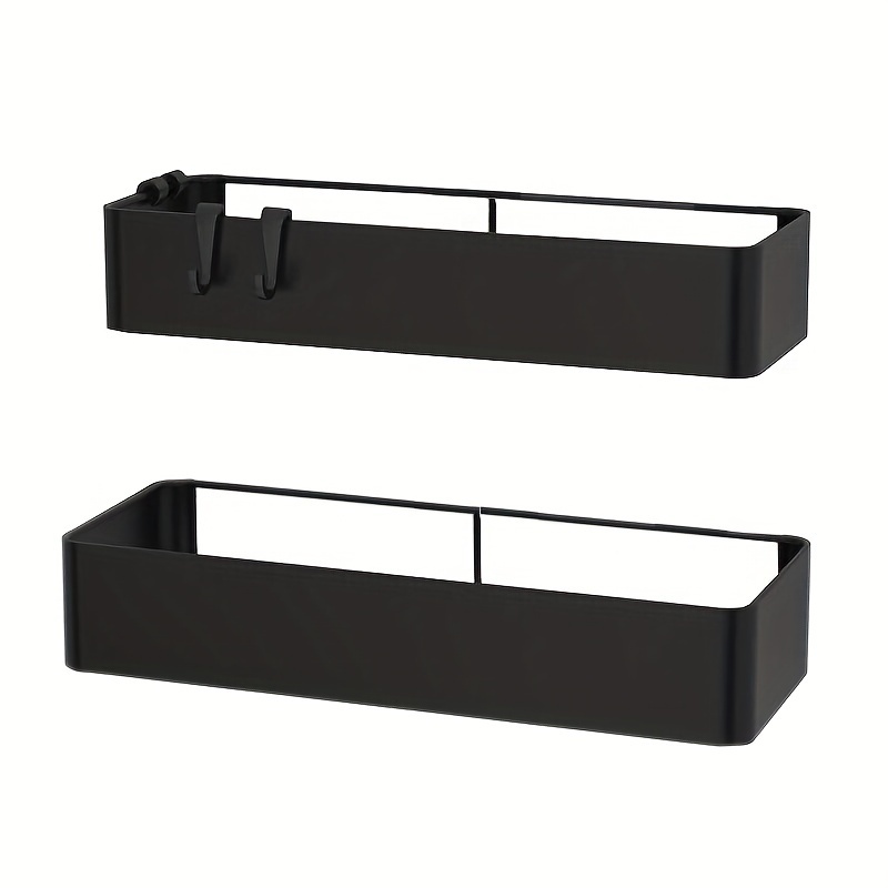 2pcs Edlexkaffee Adhesive Shower Caddy, Wall Mounted Bathroom Organizer Shelves, Stainless Steel Bracket Shelf, With Soap Holder, For Kitchen Countertop Storage