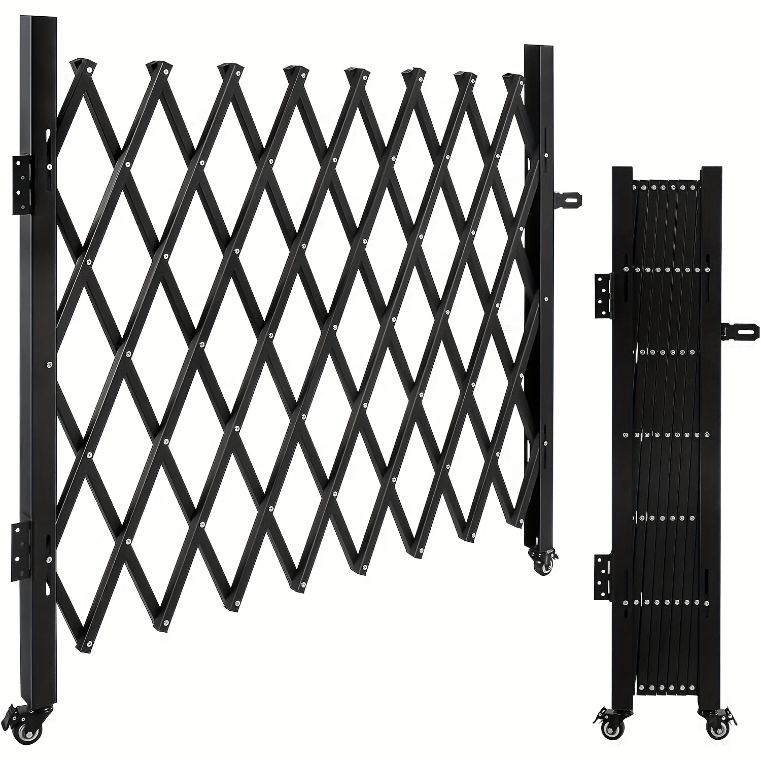 One-Second Expandable Safety Gate Heavy Duty Retractable Barrier for  Driveways/Pets Industrial Steel Indoor Outdoor Black