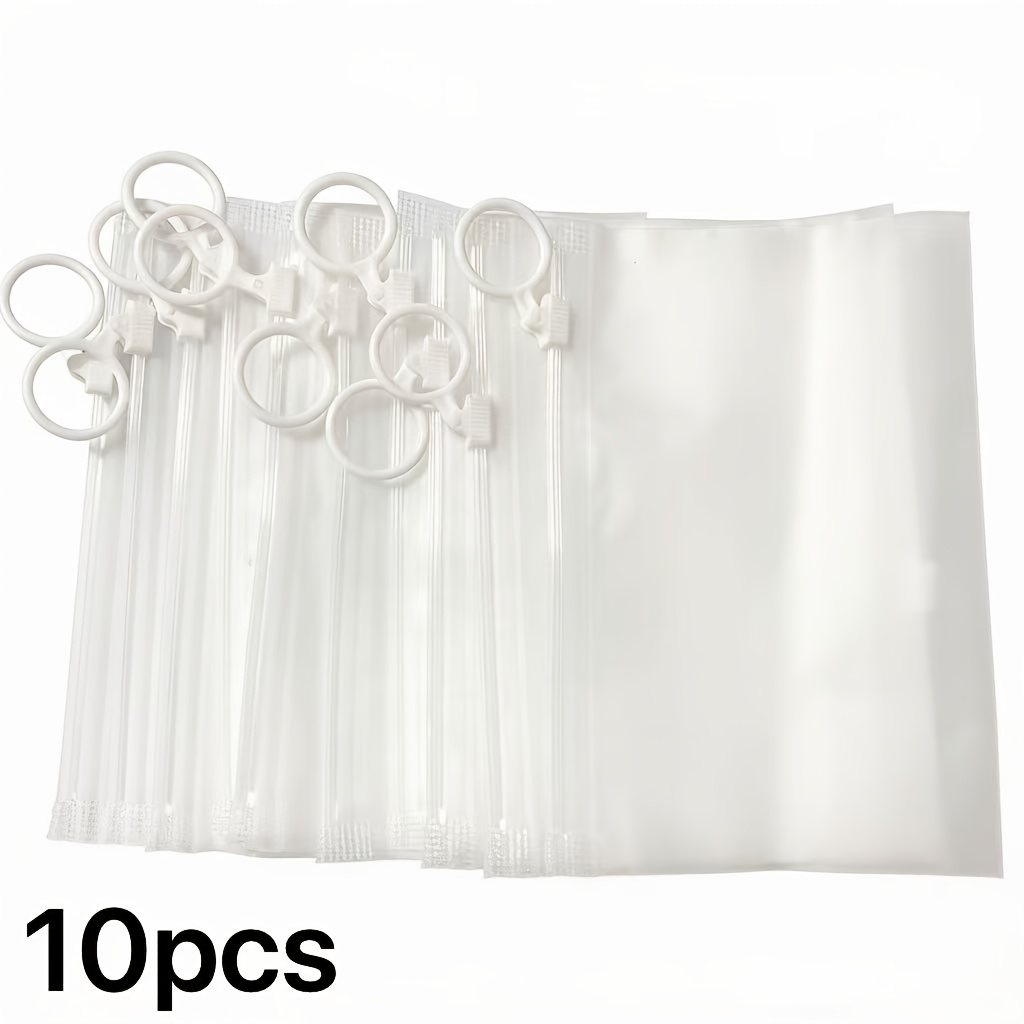 TEMU 10-pack Transparent Frosted Reusable Zipper Bags With Finger Loops — Suitable For Travel Storage — Space-saving Hanging Storage Bags, With
