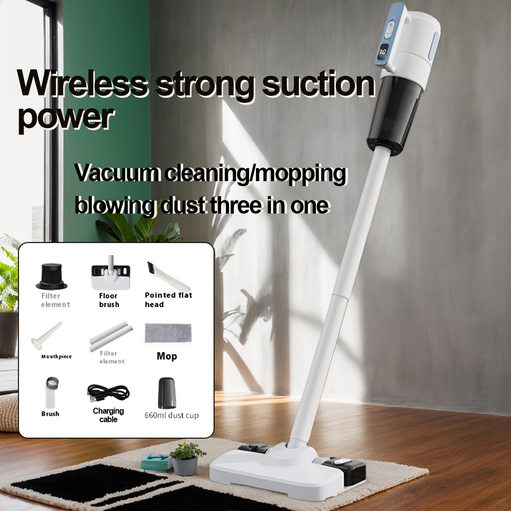 

Cordless Vacuum Cleaner, Powerful Suction Rod Vacuum Cleaner Suitable For Hardwood Floors, Carpets, Pet Hair, Blowing, Suction, Suction, Multi-functional Handheld , Used For Home Cleaning