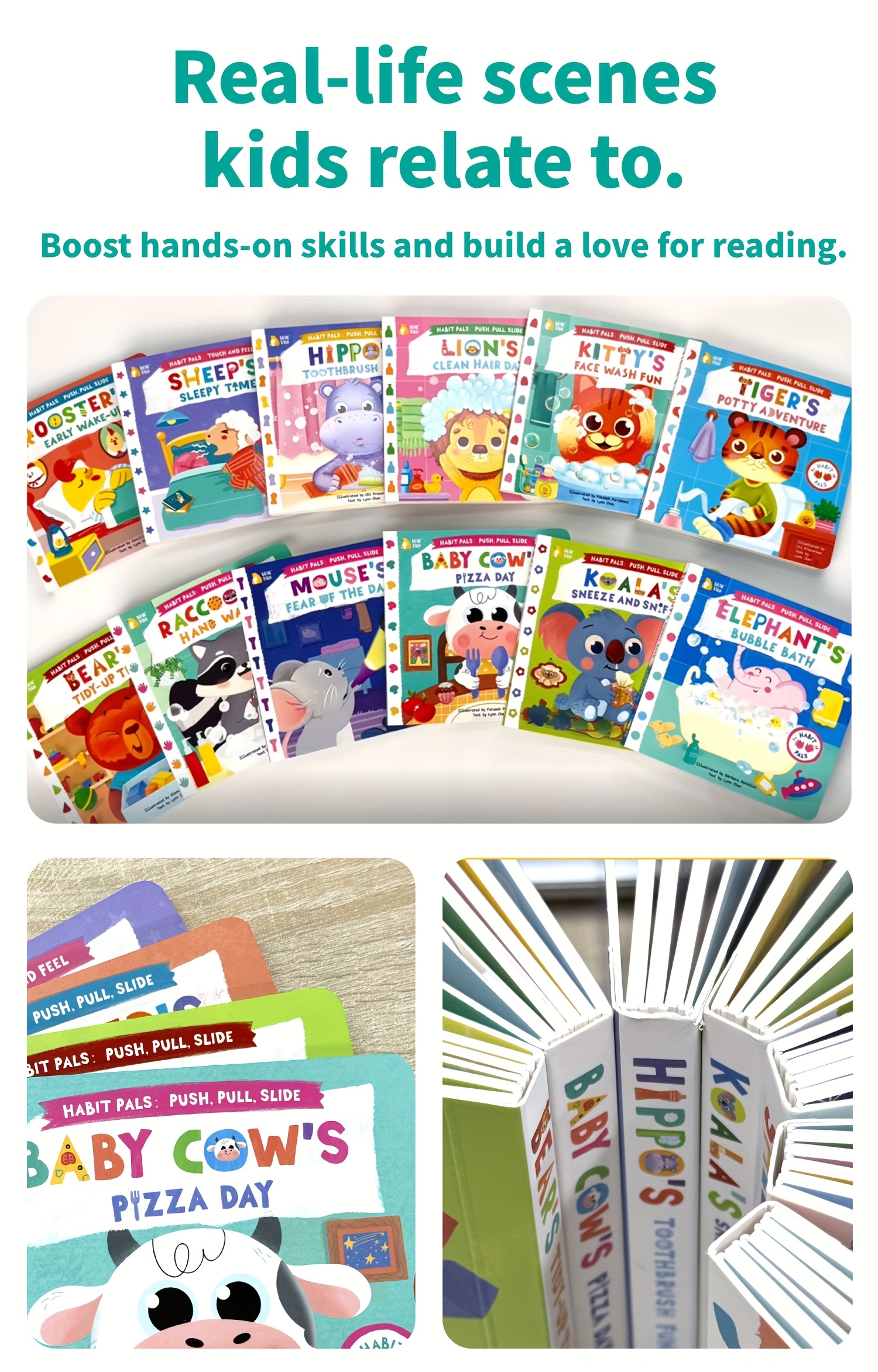 Kitty themes Discovery Book, Sliding page design, Interactive reading, Early enlightenment cognition, hand-eye coordination training, safe materials, for babies, Christmas, New Year, Birthday Gift Learning Book, Bear Tale, Best for Christmas