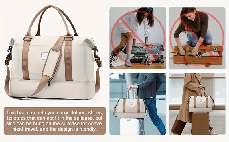 Juego de Bolsas de Viaje de Nailon, Gran Capacidad, De Moda, con Compartimiento para Zapatos, para Hombres, Mujeres, Playa, Casual, Fin de Semana, Compras, Regalo