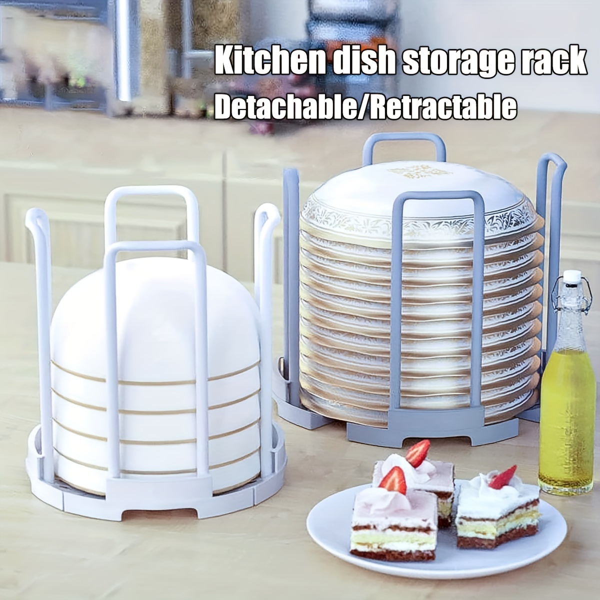 

1pc Adjustable Plastic Kitchen Dish Rack - Expandable Storage Organizer For Drying Plates, Bowls, Tableware - Space Saving, Detachable, Moisture-proof Dish Drainer