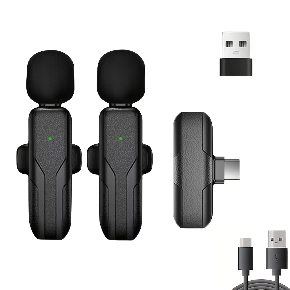 New Wireless Collar Microphone, Portable Audio Video Recording Mini Live Interview Recording Game Suitable for Type C And Android Mobile Phones Portable Wireless Live Microphon