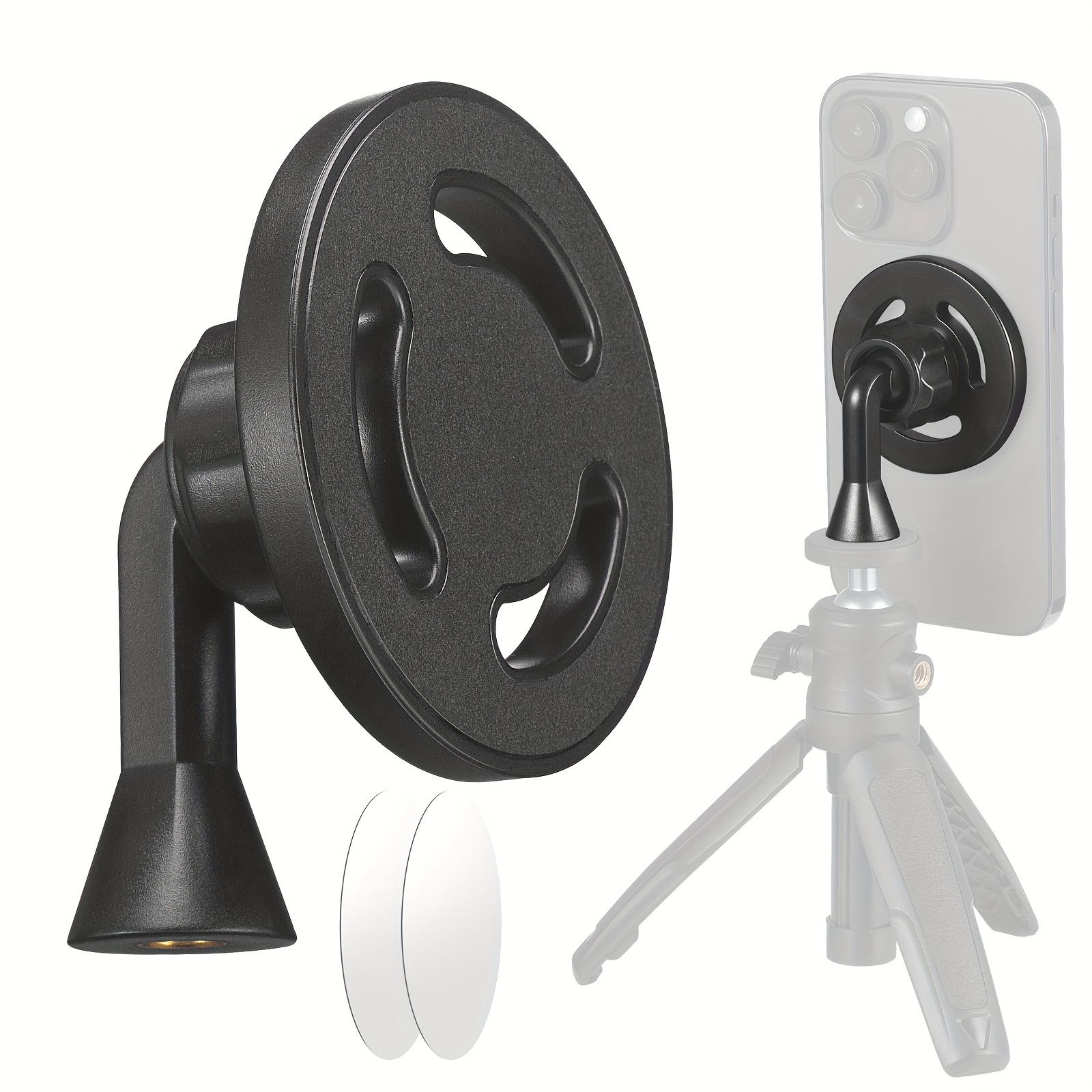 TEMU Magnetic Tripod Holder Mount Adapter For Phone, Brackets For Magsafe, Tripod Mount Adapter With 1/4" Screw Hole, Magnetic Phone Tripod Adapter
