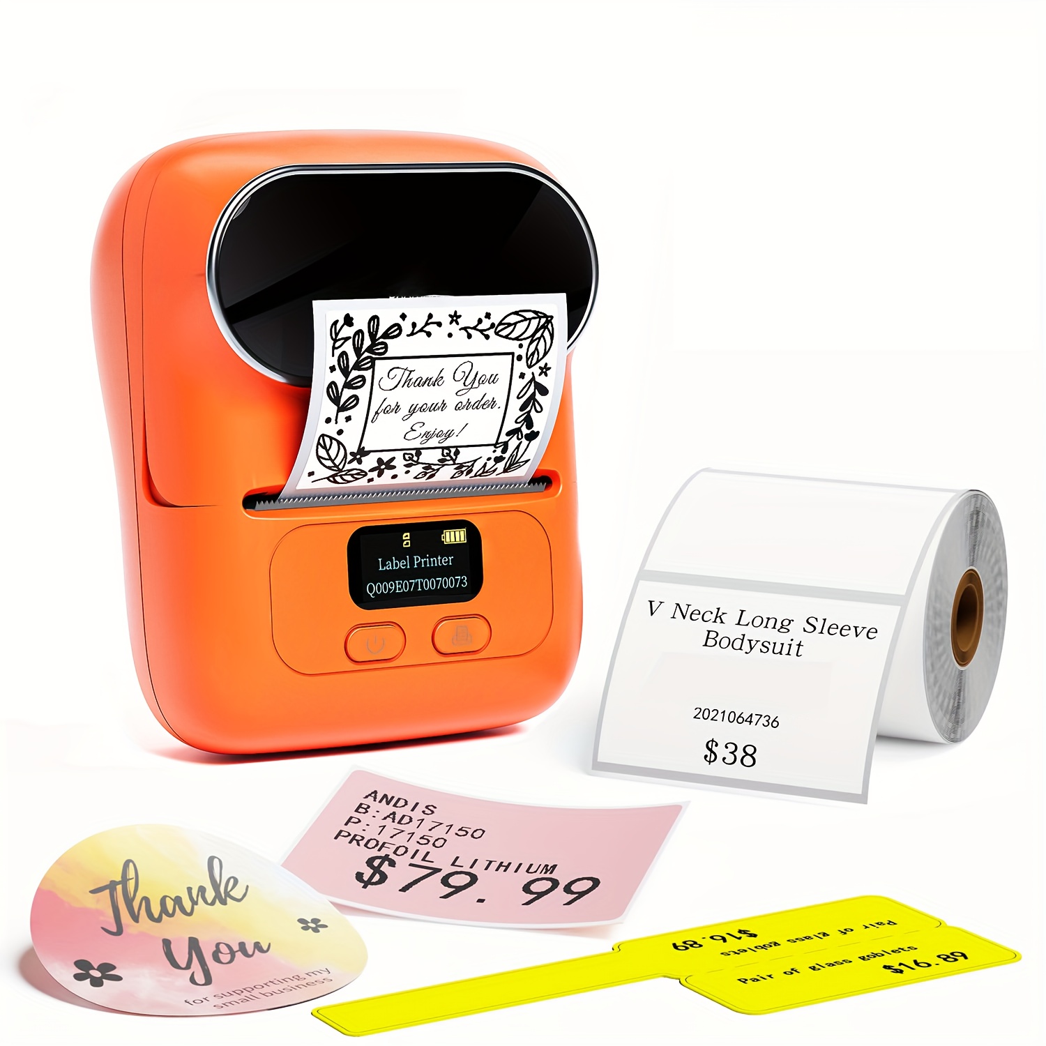 Portable   Label Printer Compatible for Phone & PC, Wireless Barcode Printer Suitable for Smartphones Tablets Desktop Computers, Instant Labeling for Inventory, Receipts, Shipping, Office Use
