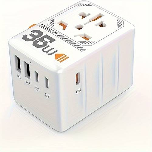 35w universal travel adapter international plug adapter with 3 usb c and 2 usb a charging ports socket suitable to europe eu uk australia ireland c type