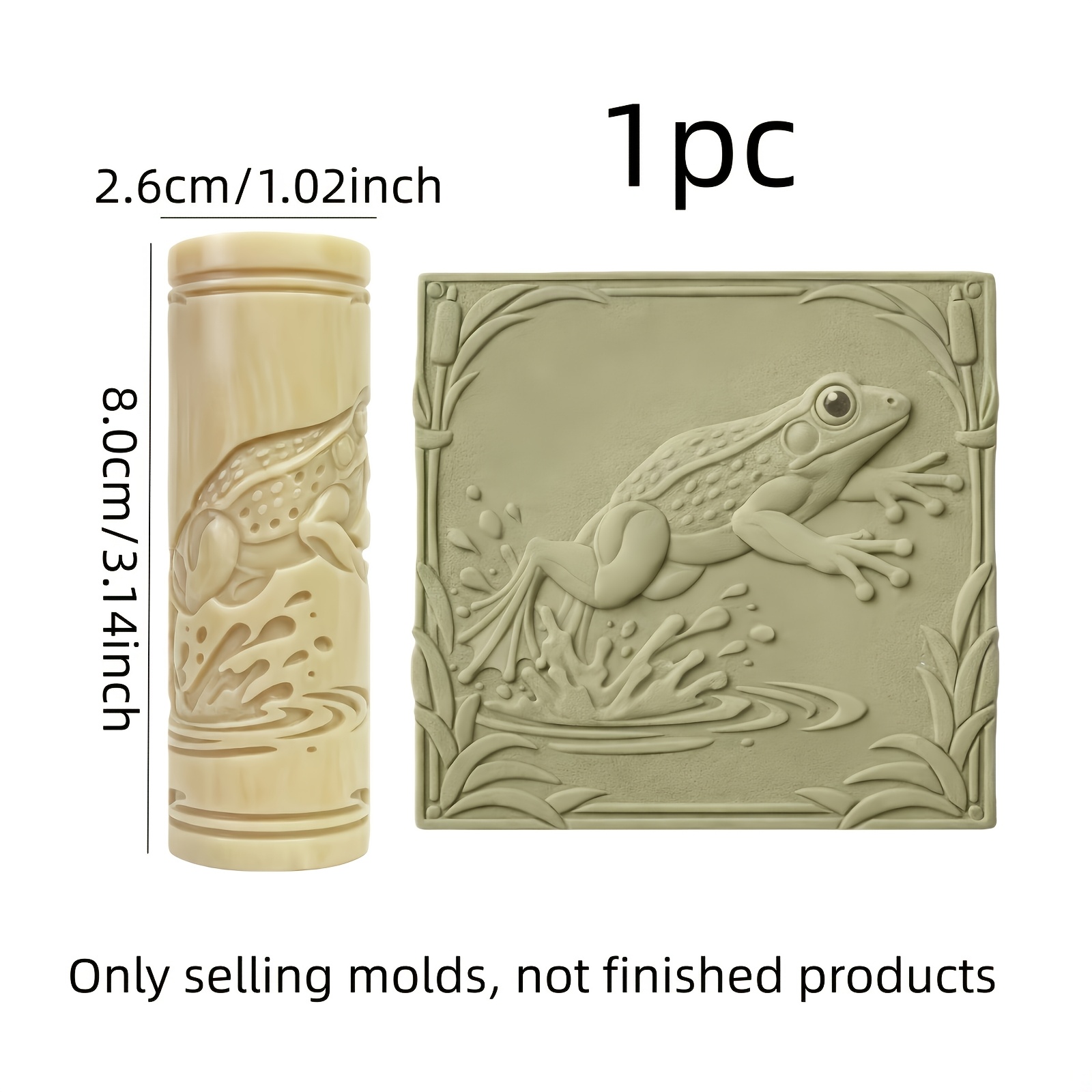 TEMU 1pc Frog Texture Roller For Polymer Clay & Pottery Tools - Jumping Water Frog Pattern Embossing With Plastic Roller Plate Suitable For Coasters,