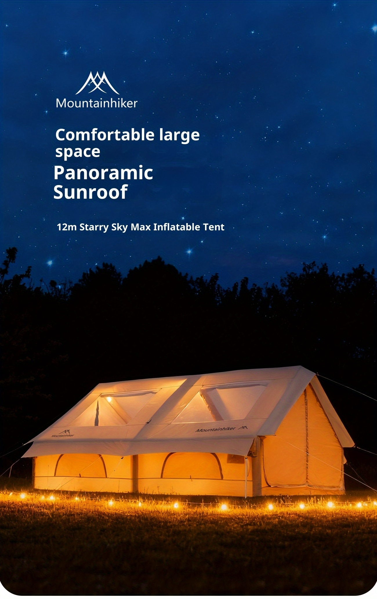 is a windowed inflatable camping tent that can   4 12 people it   with a hand   a portable camping tent and is suitable for   Product details 1