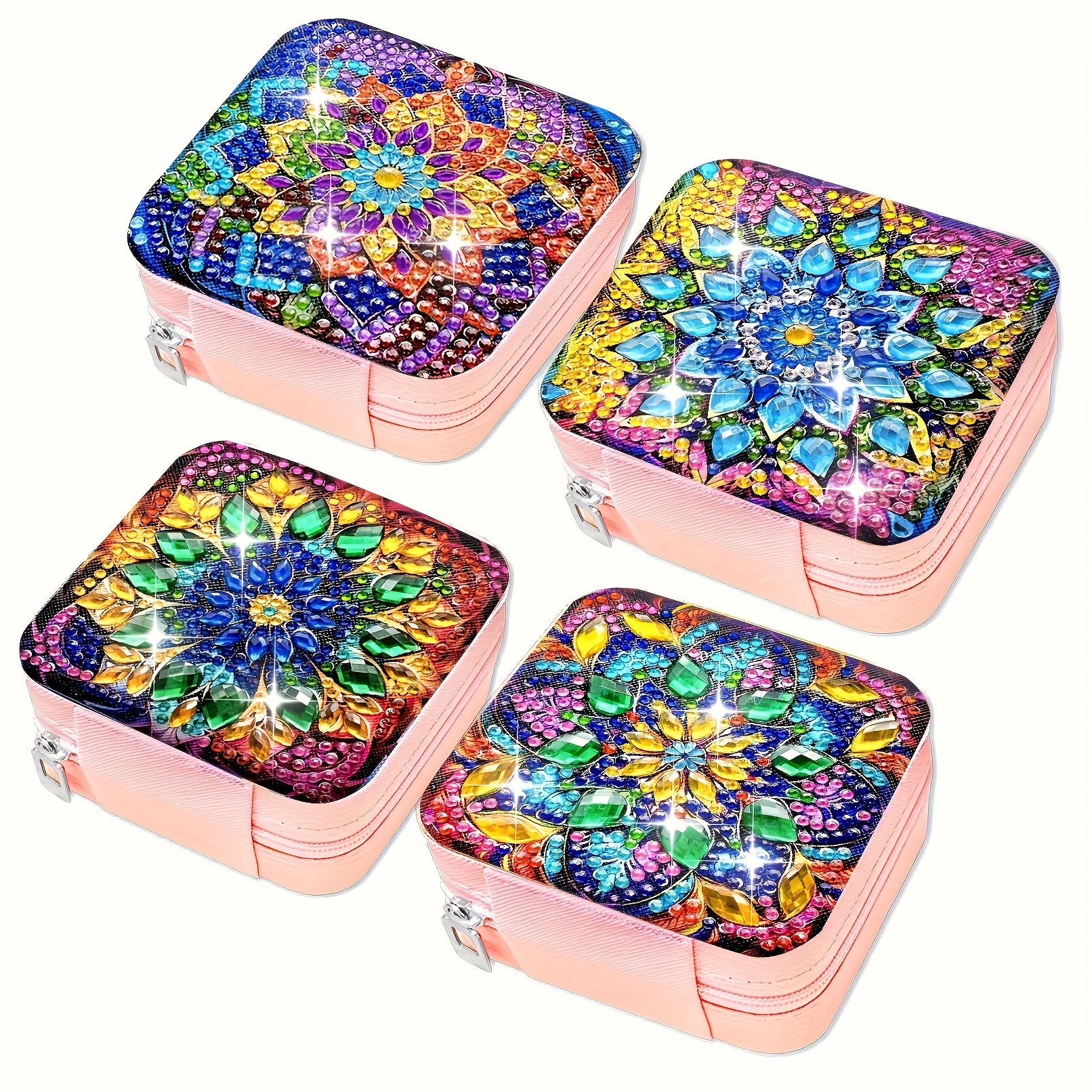 

Mandala Flower Diamond Painting Kit With Zippered Case - Diy Round Diamond Mosaic Canvas Makeup Organizer, Large Capacity Portable Travel Cosmetic Storage With Sectioned Compartments, Design