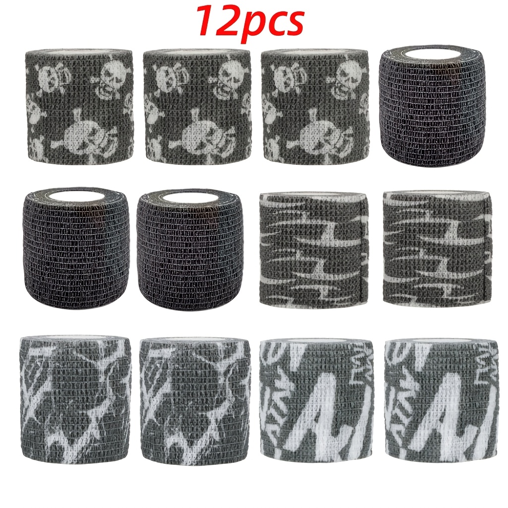 Image of 12 Rolls, Dark Series Self-adhesive Sports Bandage Set - - Self-adhesive Tape - Fitness Tape - Used For Fitness And Outdoor Sports, Tattoo Equipment Care Kit.