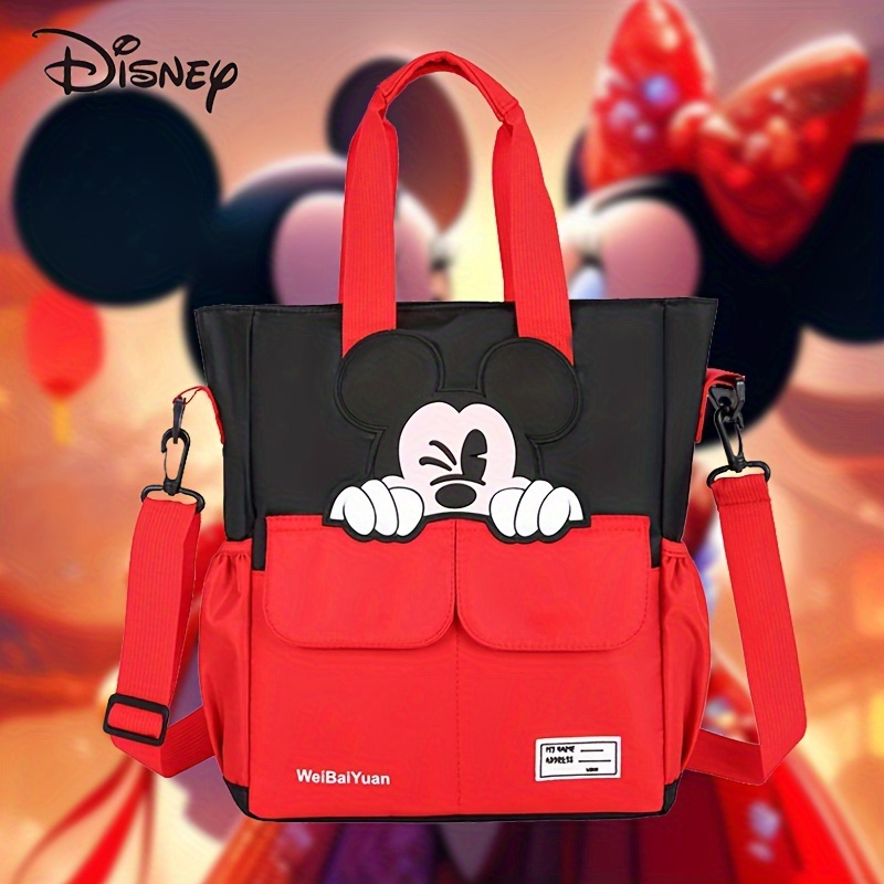 

Disney Mickey Mouse Cartoon Pattern Shoulder Bag, Large Capacity Tote Bag With Handle & Crossbody Strap