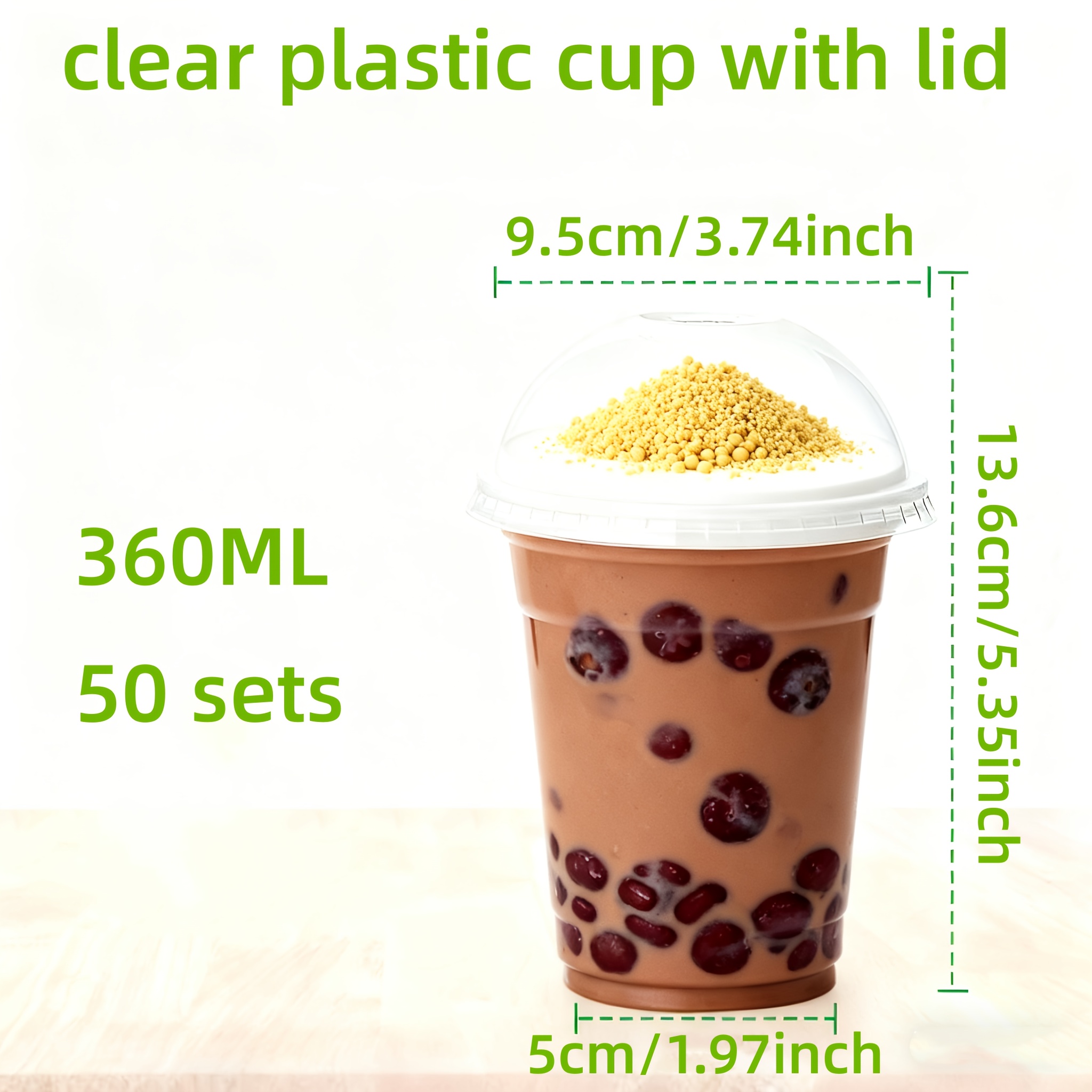 50 pack 12 oz clear plastic cups dome lids disposable - Temu Belgium