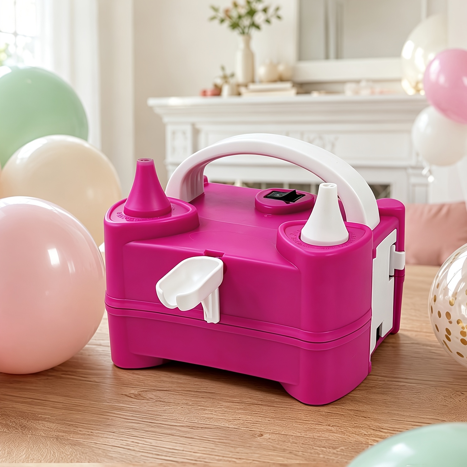 TEMU Portable Dual Nozzle Electric Balloon Pump, Automatic Balloon Inflator For Birthday For Party Wedding Decor Multiple Colors