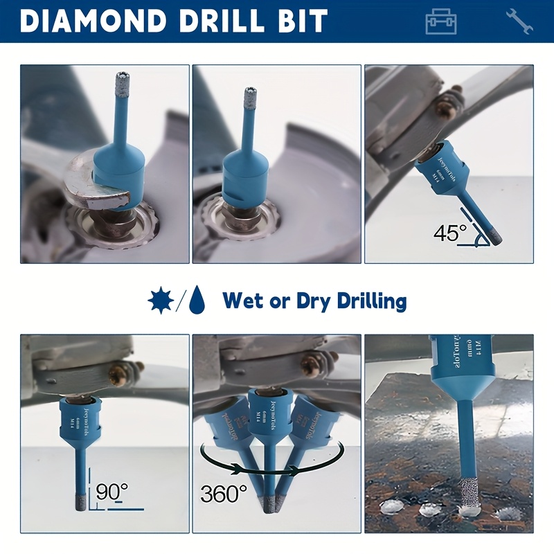 Set 8 Mèches Diamantées Pour Carrelage – Coffret Alu M14, Du 20 Au 68 Mm