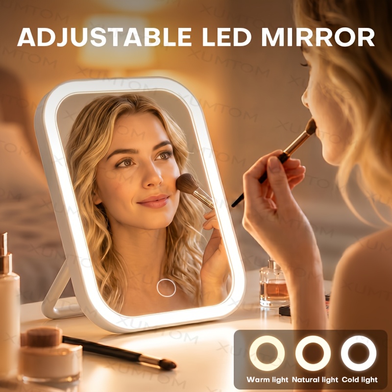 LED Makeup Mirror with 3-Color Smart Adjustable Brightness