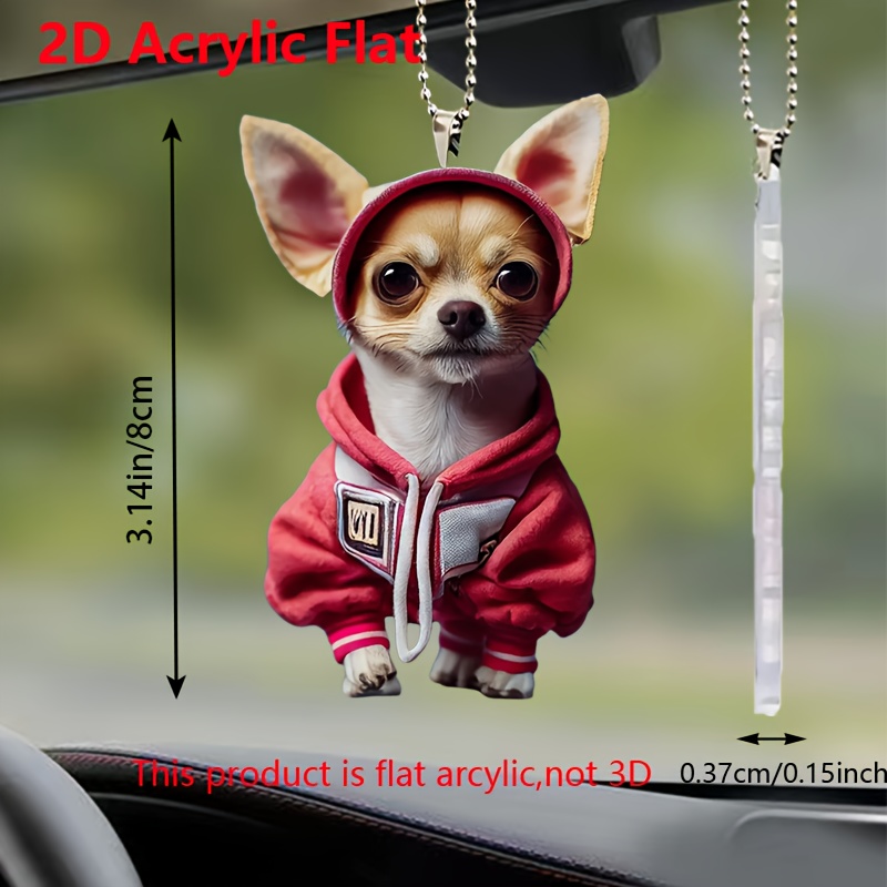 

Chic Red Chihuahua Acrylic Pendant - Versatile Decor For Car, Backpack & Home