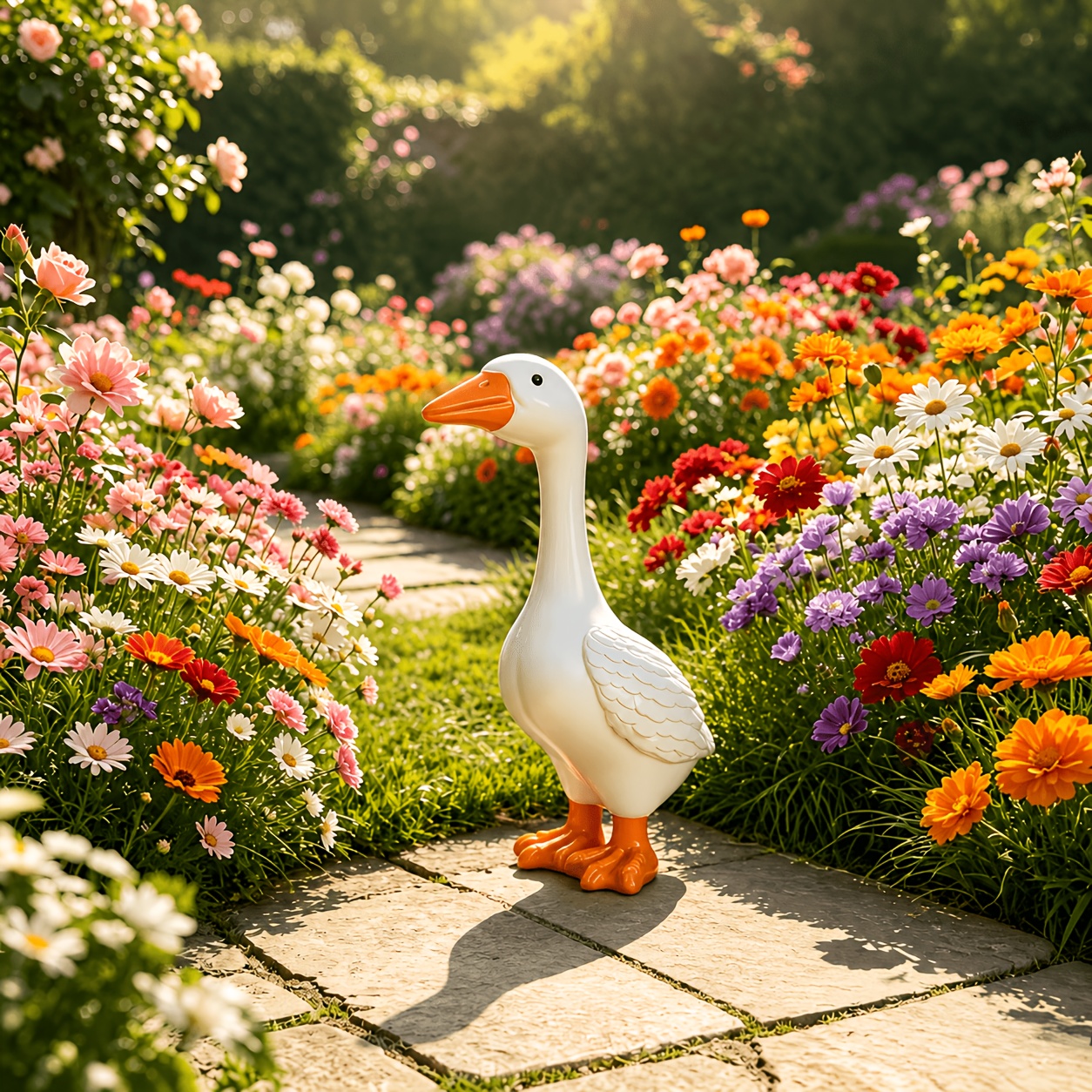 outdoor goose garden statue weather resistant resin porch goose figurine for lawn yard patio farmhouse decor