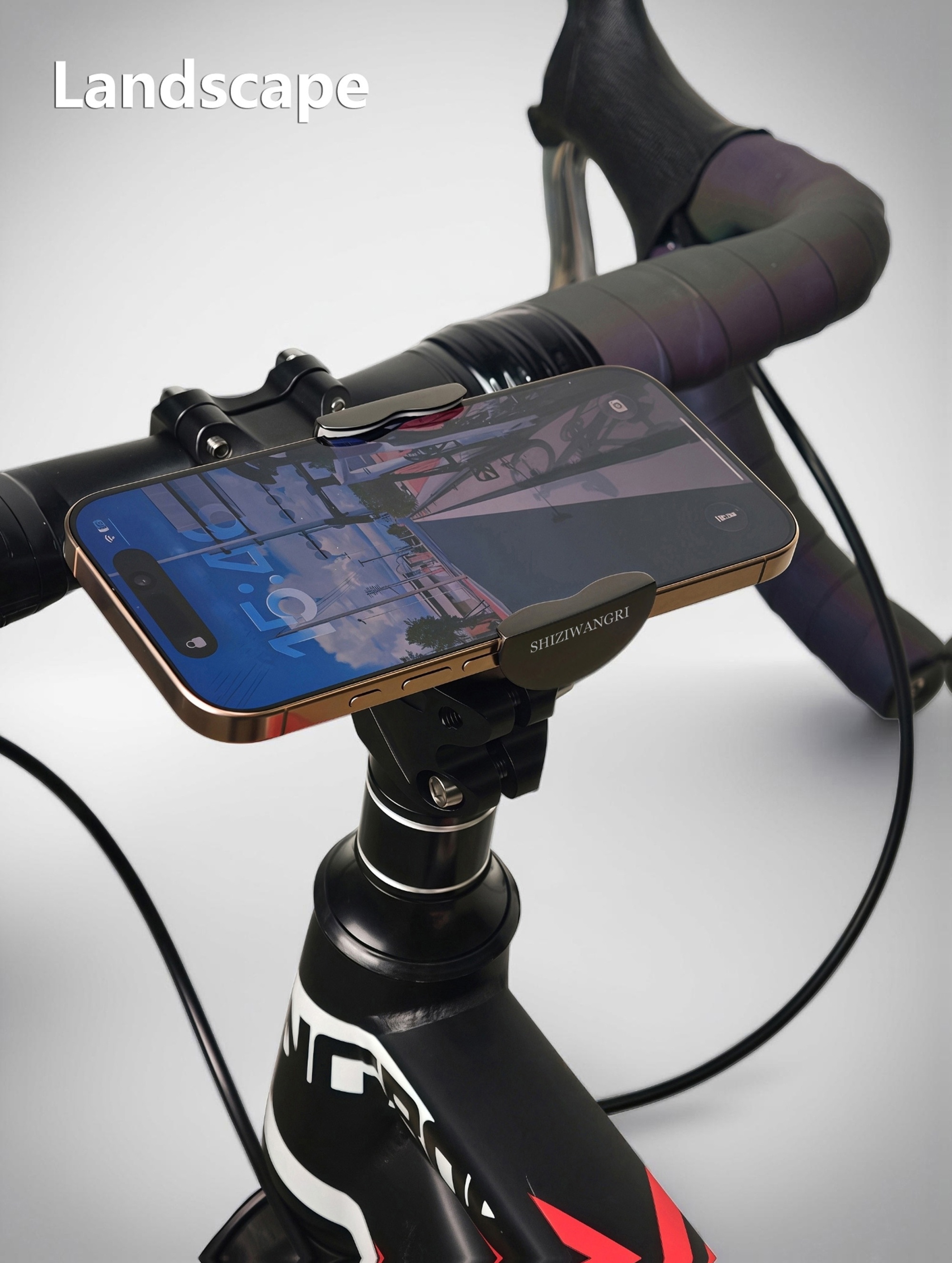 SHIZIWANGRI Aluminum Alloy Invisible Bike Phone Mount 360° Rotation Bicycle Handlebar Cell Phone Holder Shockproof Soft Rubber Cycling Phone Stand for Road Mountain Bike