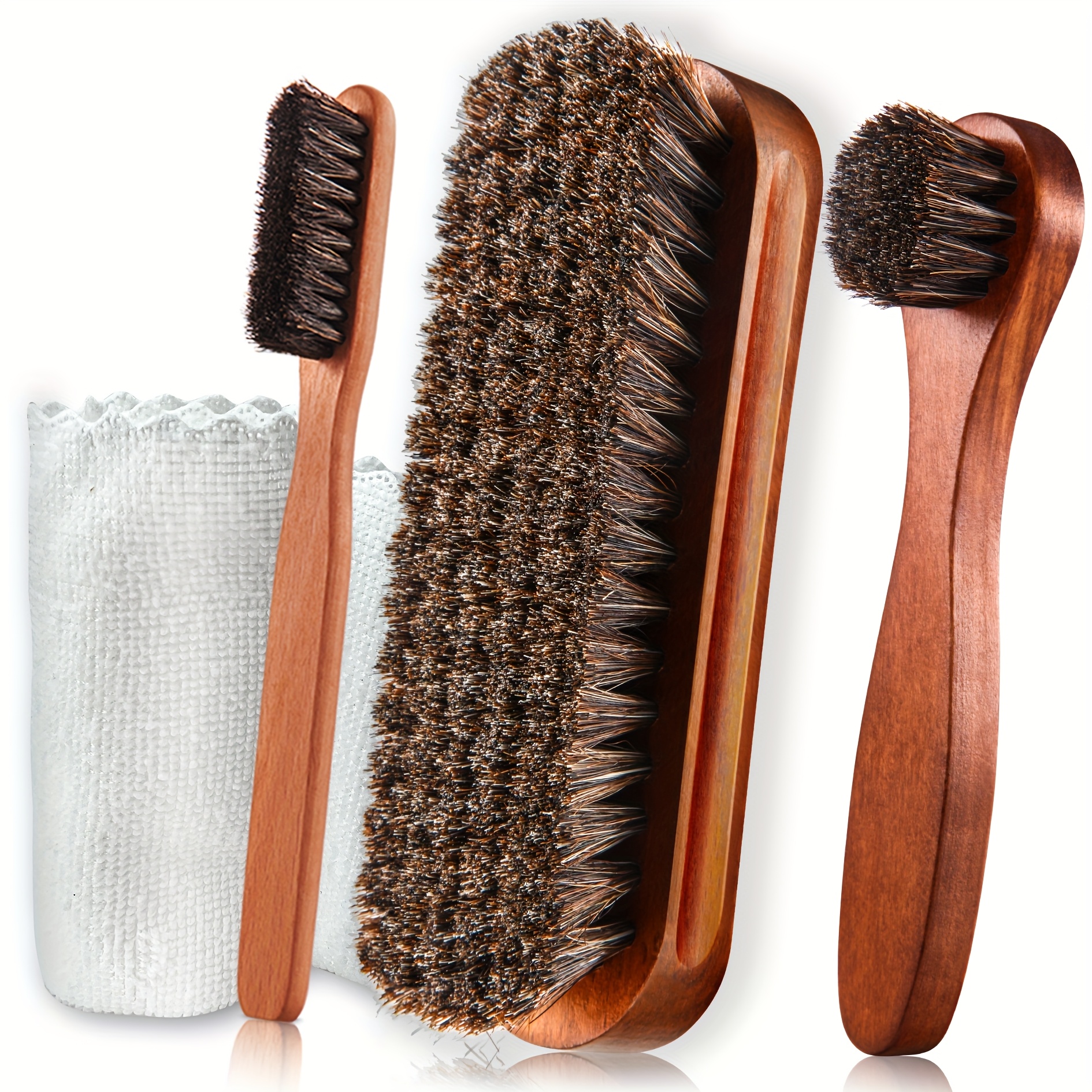 6pcs/4pcs Shoe Brush Shine Kit, Shoe Polish Kit, Shoes Boot Cleaning Brush Dauber Applicators