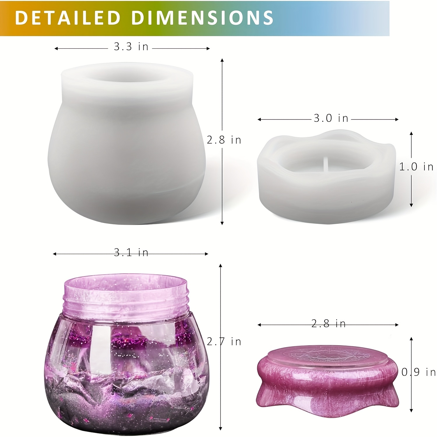 TEMU Silicone Epoxy Resin Mold With Lid - Oval Mold Suitable For Storage Bottles, Candle Holders, Candy Containers |, Flexible Resin Molds For Diy