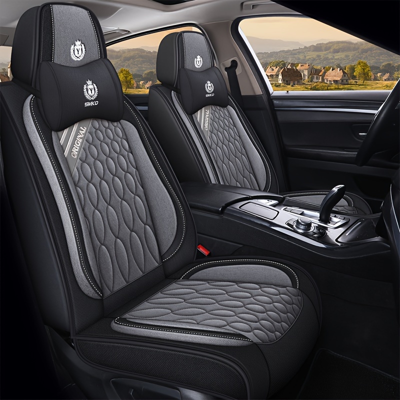 

Durable Linen Car Seat Covers For Sedan And Suv, Suitable For All Seasons, Breathable Fabric, Full Coverage For 5 Seats