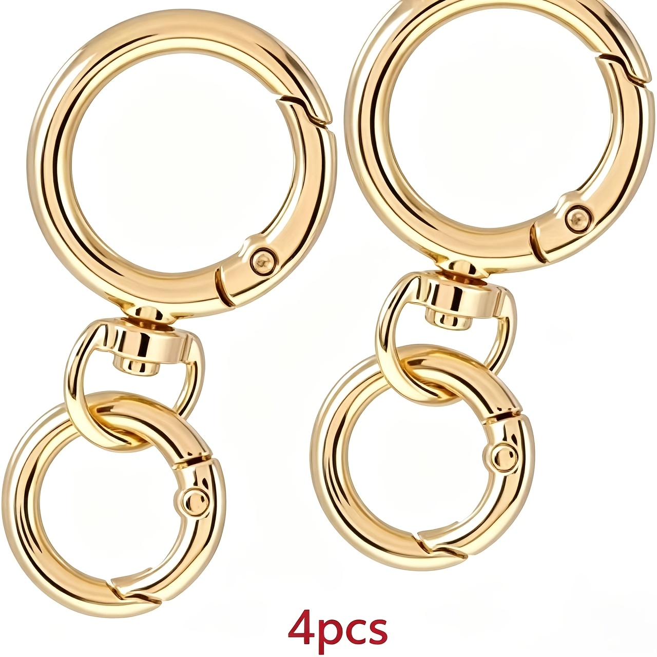 TEMU 4pcs Porte-clés à Double Trou, Matériau en Alliage de , avec Lanière à Ressort et Anneau de Clé, Convient pour l'Artisanat, les Porte-clés, les