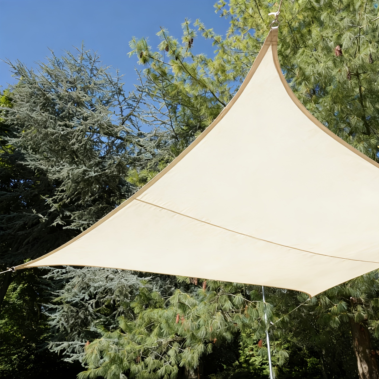 Image of 1pc Rectangular Sun Shade Sail, Curved , 90% Rate, Heavy-duty Shade Canopy For Patio, Balcony, Deck, Backyard, Front Yard, Courtyard And Gazebo