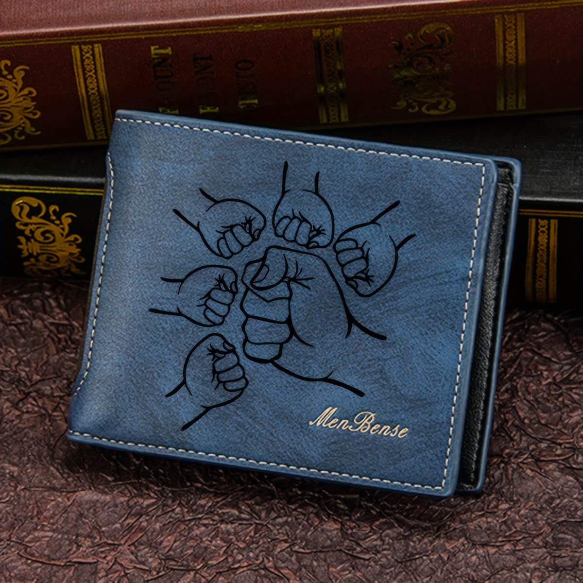 TEMU Personalized Vintage Pu Wallet With Bump Print - Custom Name, Holds , Cards & Cash - Ideal Gift For Dad & Grandpa