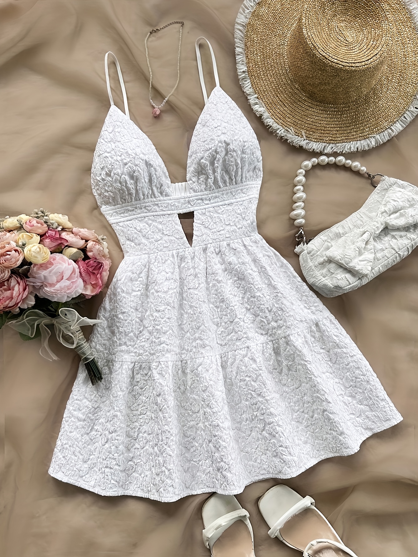long black elegant dress with sleeves Athens Floral Bow Mini Dress White main image 0