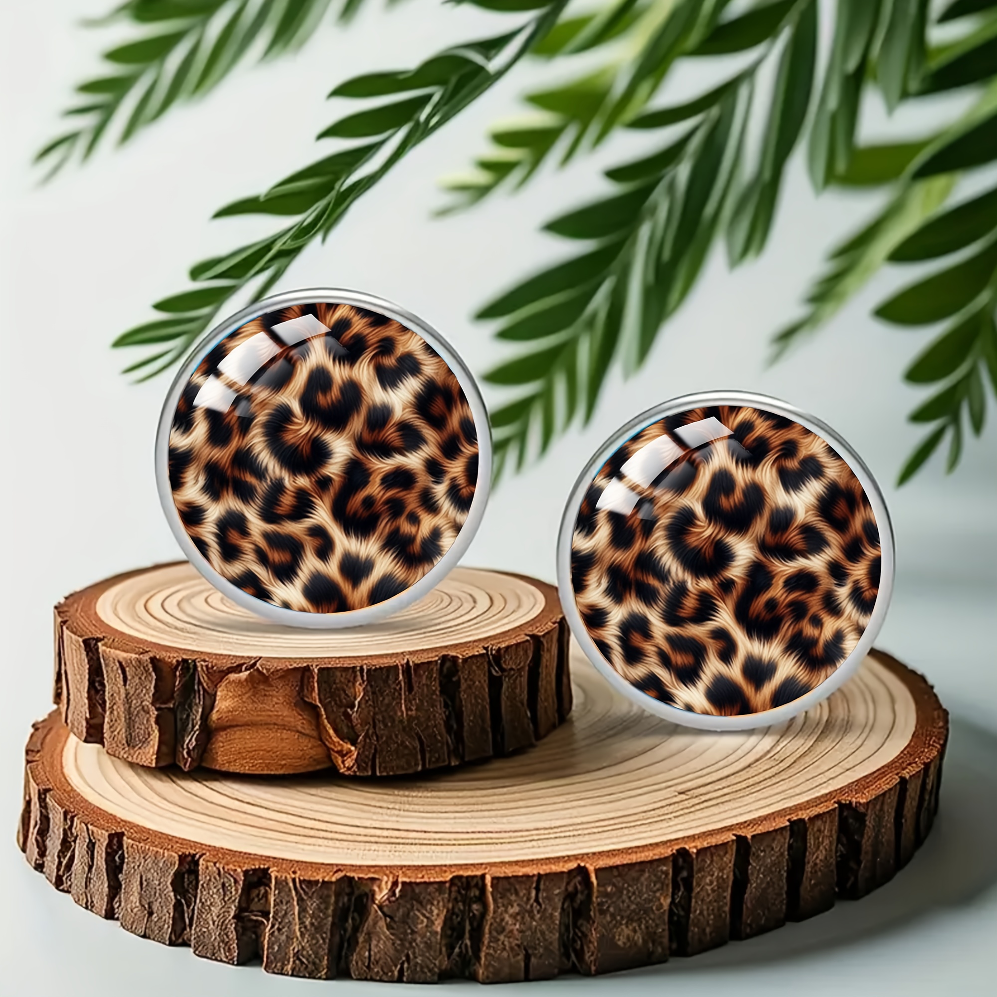 Image of 1 Pair Of Simulated Leopard Print Steel Stud Earrings, Sexy And Elegant Style Jewelry For Men And Women, Daily And Party Wear