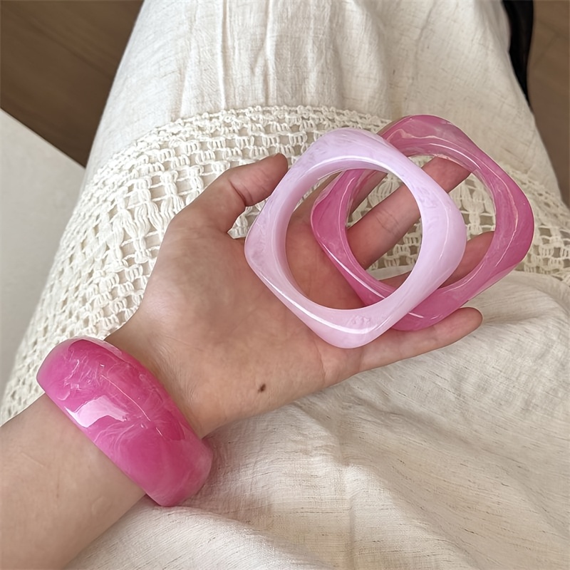 3pc Fashionable Elegant Pink-Toned Bracelet Set