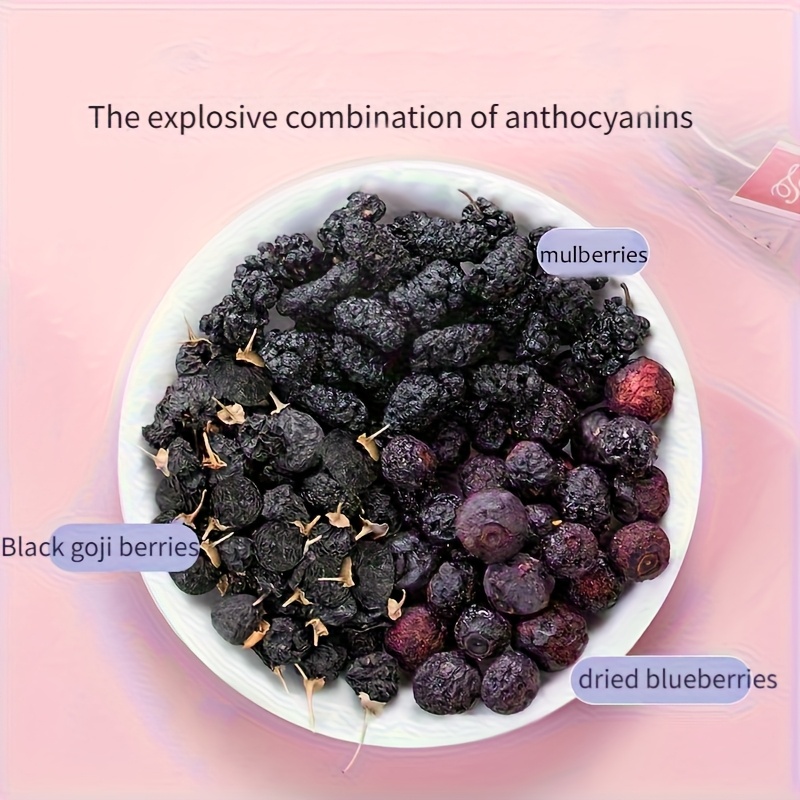 SIFANGDA Blueberry Mulberry Black Goji Berry Tea 100g (5gx20P) - Natural Herbal Tea with Anthocyanins, Antioxidant & Energy-Boosting Ingredients