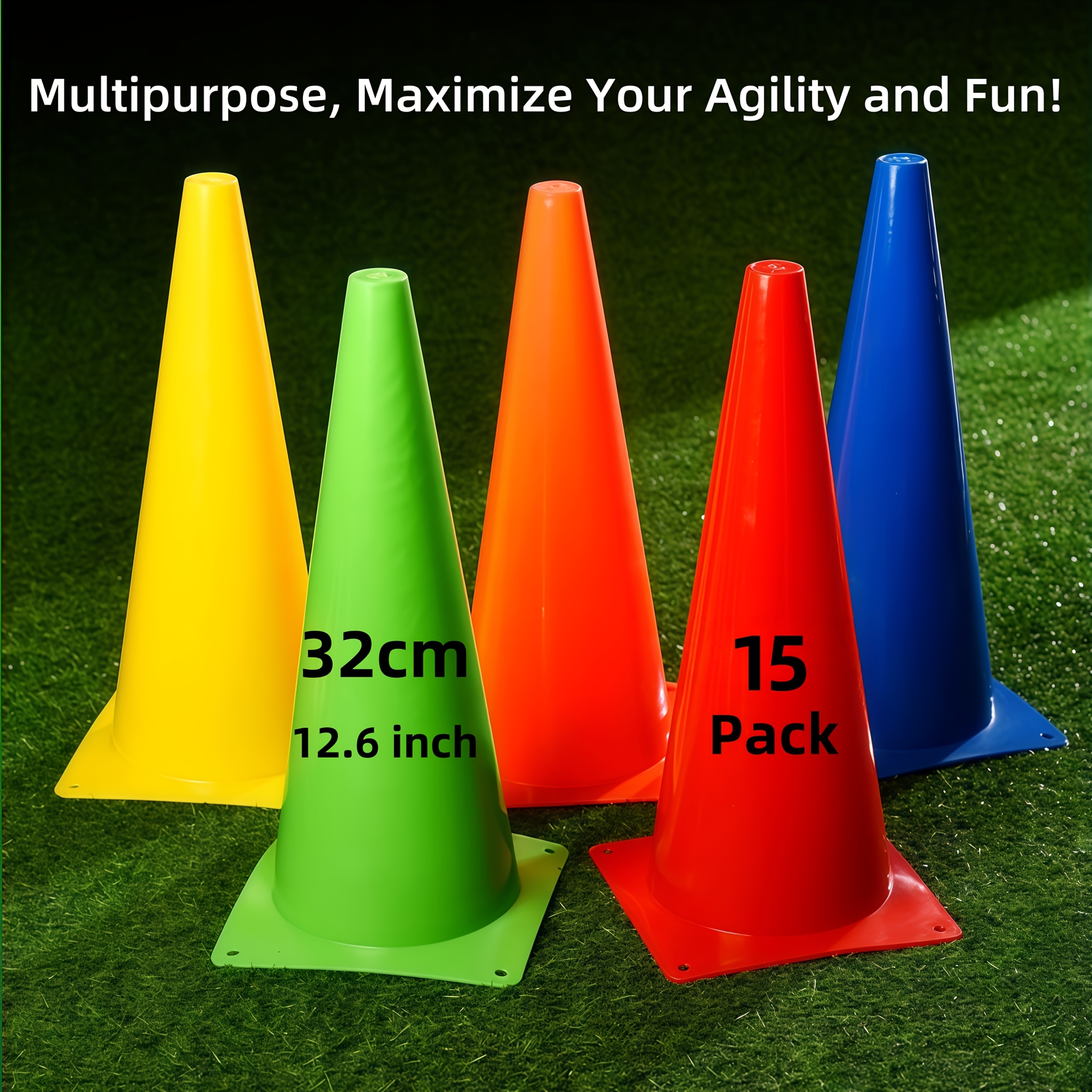 9 Inch Orange Soccer Training Cones - 15 Pack With Mesh Bag, Agility Field Markers For Sports Drills