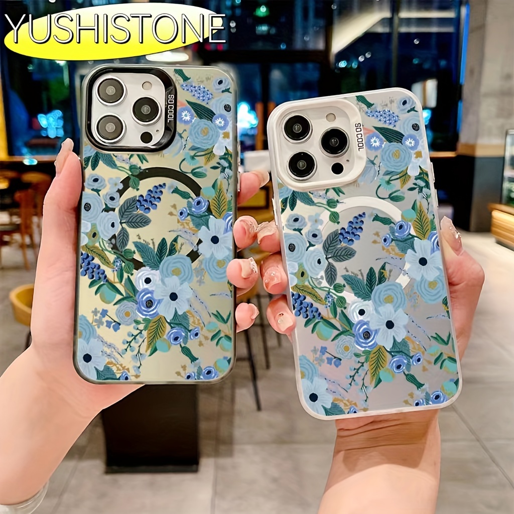 

Yushistone Plant Floral Magnetic Mobile Phone Case For Iphone15promax/ip15pro/15/14promax/14plus/14pro/14/13promax/12/12pm/13pro Protective Cover
