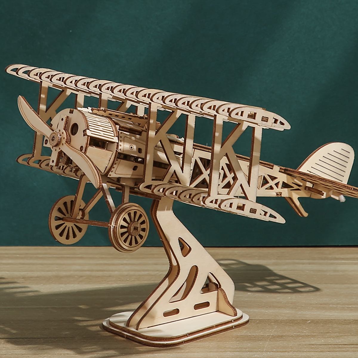 

3d Wooden Puzzle Wood Diy Craft Bi-plane Model Kits Handmade Gifts