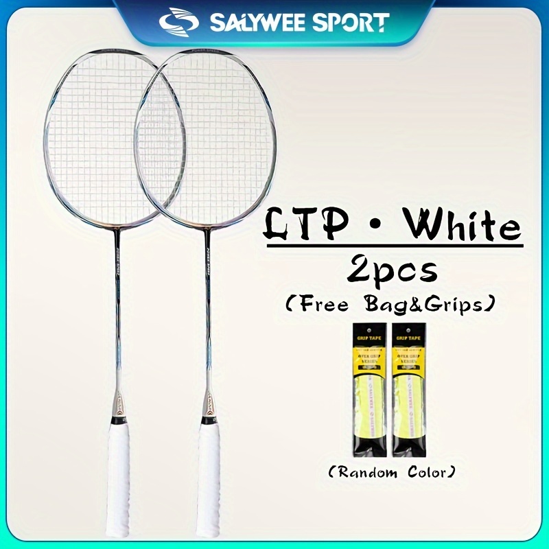 TEMU 2pcs Carbon Fiber Badminton Rackets, 8u 32lbs, Lightweight Offensive Racquets With Free Bag & Grips, Ideal For Indoor/, Perfect Gifts For