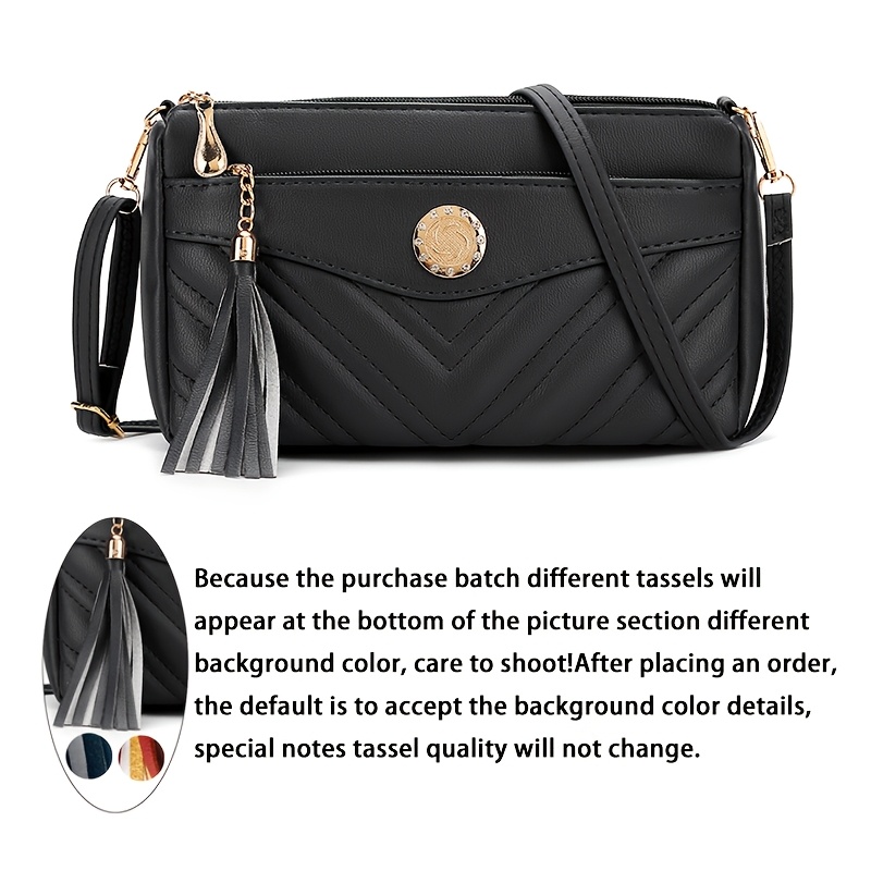 Women's Quilted -shoulder -body Bag, Tassel Decoration, Large Capacity, Detachable Shoulder Strap