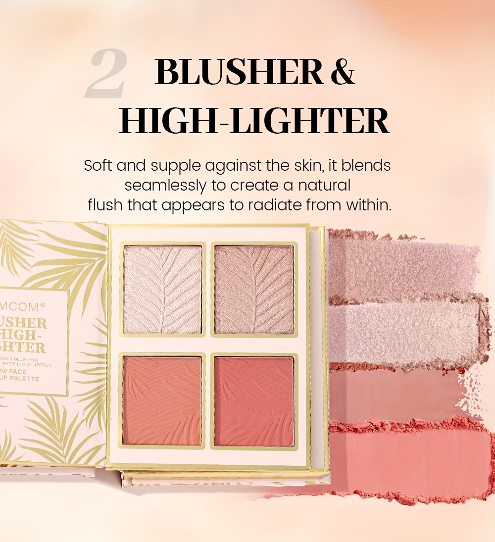 Makeup Book with Eyeshadow, Blush, Lip Gloss, and Highlighter,  Recipes, Portable, Perfect Starter Kit for Beginners, Ideal Gift for Christmas and Valentine's Day