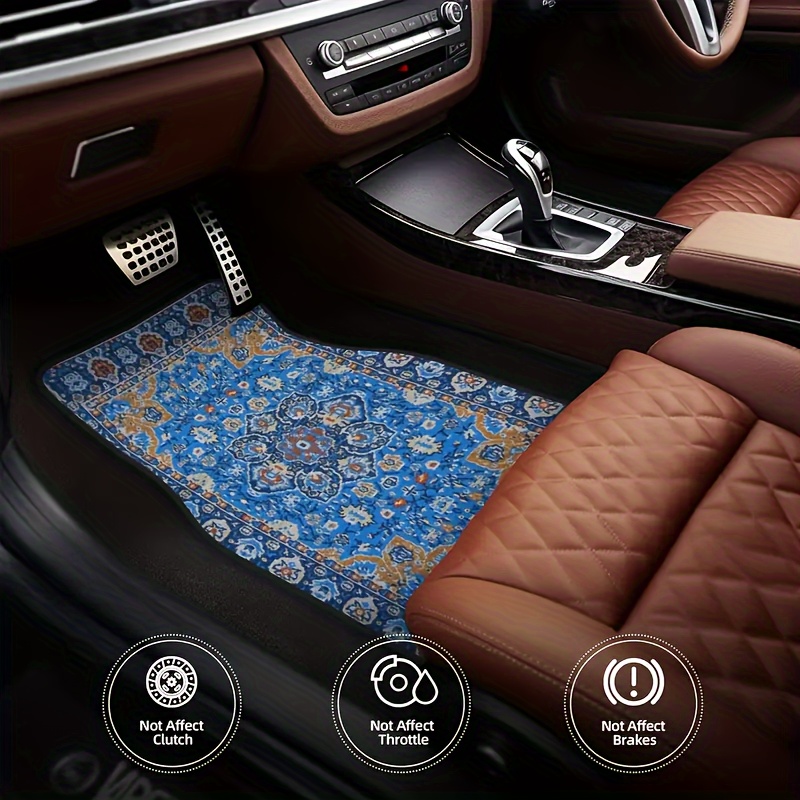 

Bohemian Style Car Floor Mats Set Of 4 - Vintage Design, Front Placement, Premium Polyester Fiber, Stain Resistant, Non-slip Backing, Easy Clean, Universal Fit For All Vehicles, Interior Enhancement