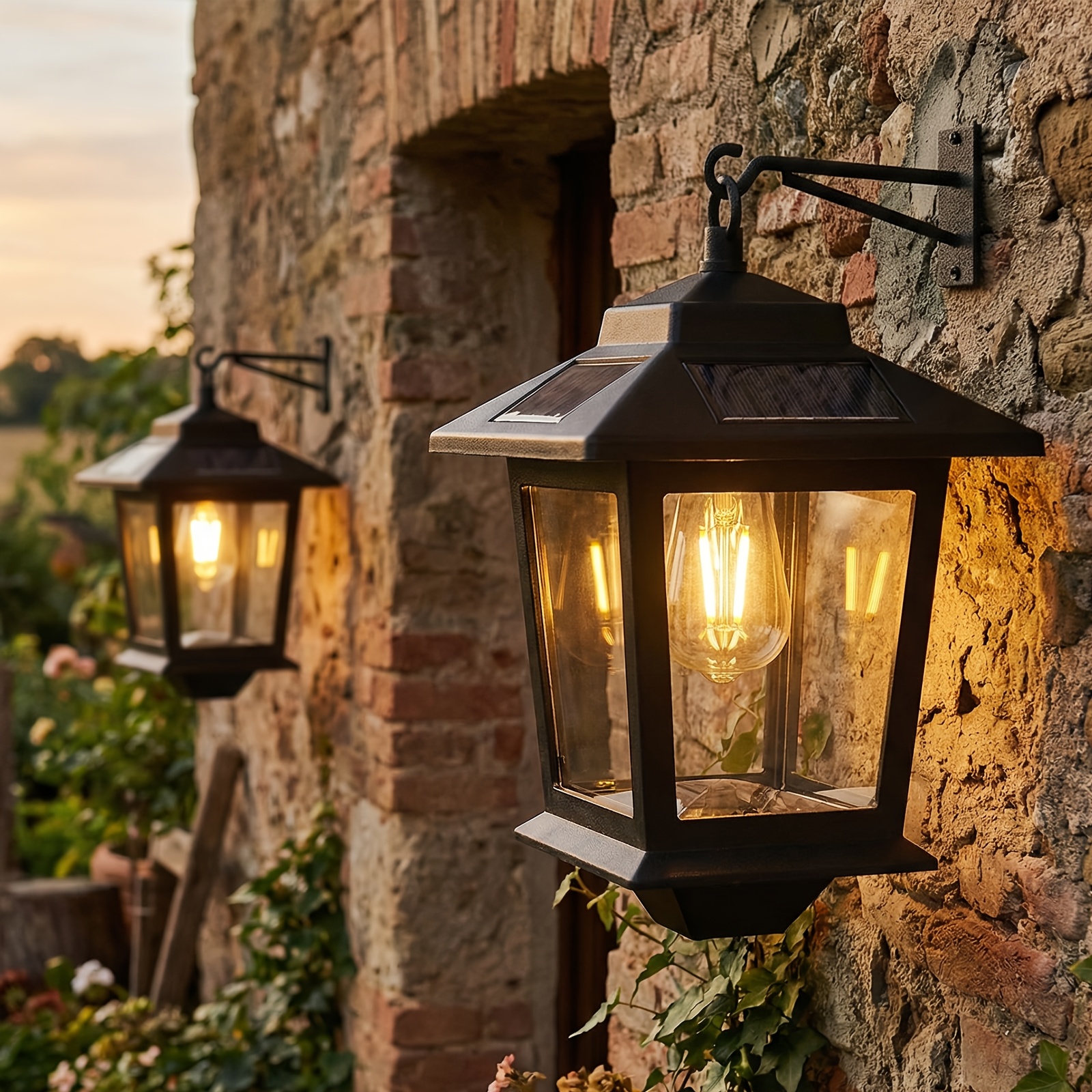 2-Pack Dusk to Dawn Outdoor Wall Sconce with Motion Sensor, IP44 Waterproof Semi-Flush Mount Porch Light