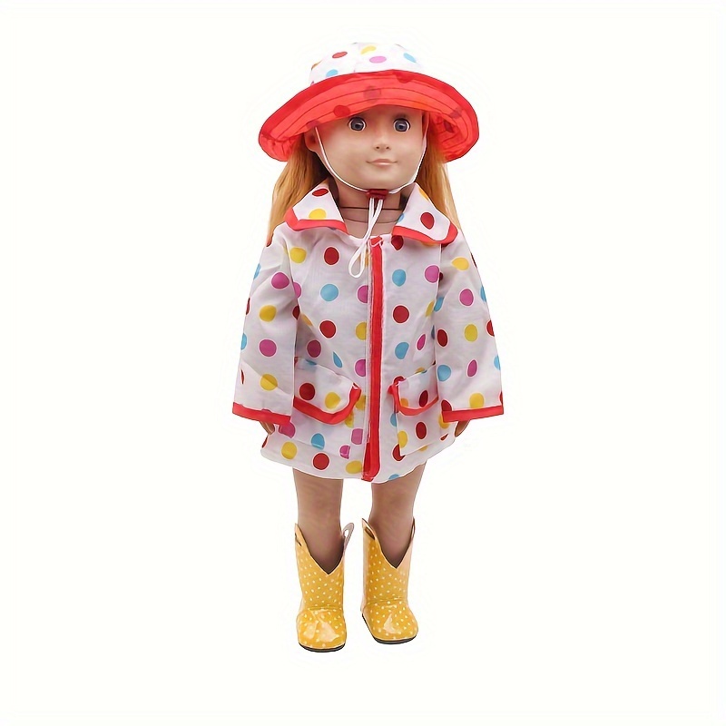 

18 In Doll Polka Dot Raincoat & Hat, Shoes, Doll Not Included