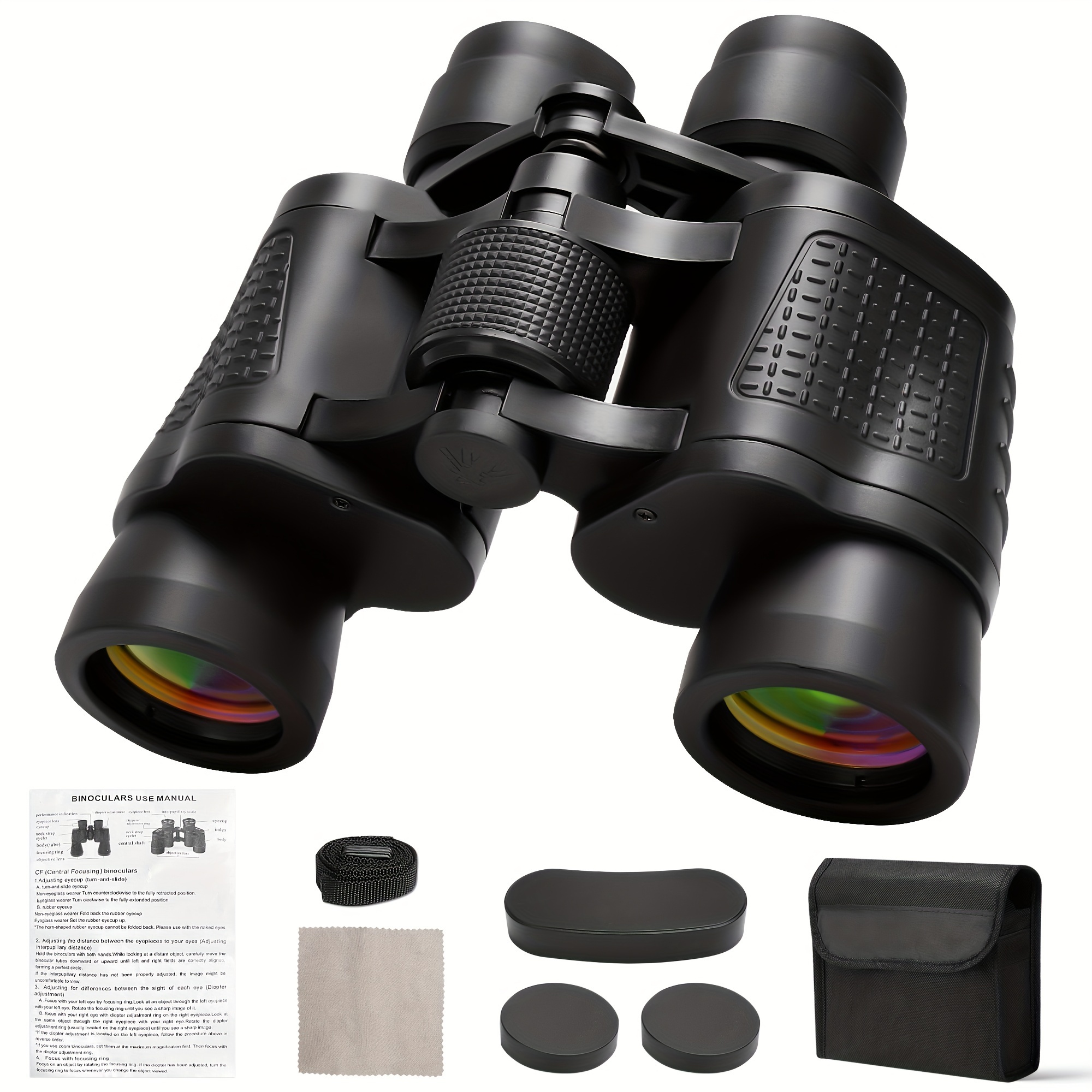 

80x80 Binoculars For Adults Bird Watching Sports Travel Hunting Theater Concerts Waterproof Bak4 Lens With Carrying Bag