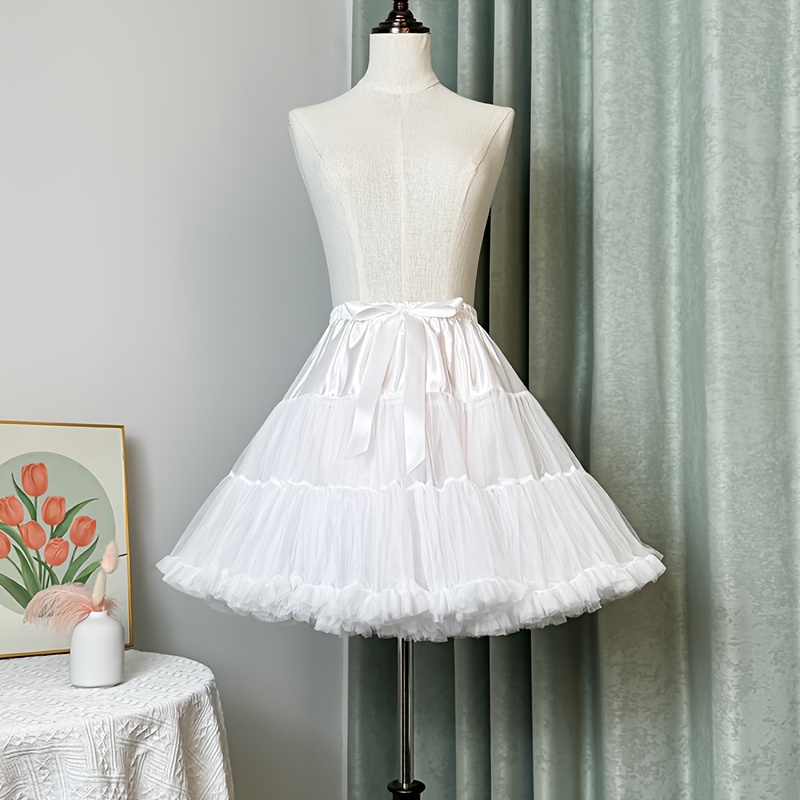E-shop Damen Petticoats mit elastischem Bund, Chiffon Puff-Tutu-, Prinzessinnen-Ballett-Tanz-Unterrock, Party-Cosplay-, Halloween-Kostüm