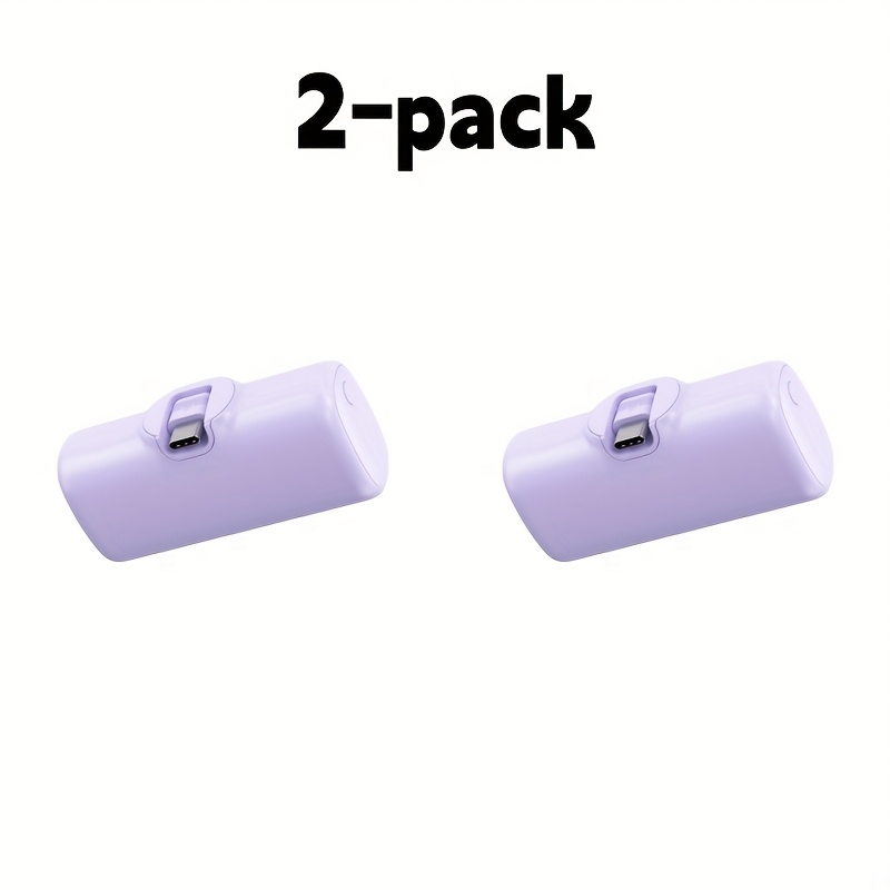 TEMU 2025 New 2pcs Portable Power Bank, Fast Charging, 5000mah Mini Portable Power Bank, Universal , Rechargeable Lithium-polymer Battery, Compatible